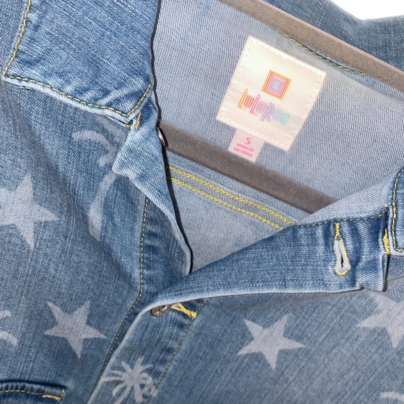 Lularoe: palm & stars denim jacket - Picture 2 of 3